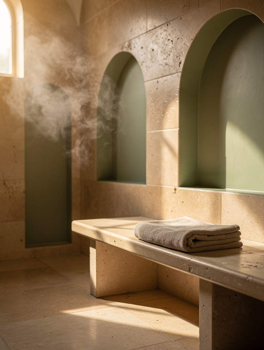 Hammam aux alcôves voûtées (illustration)